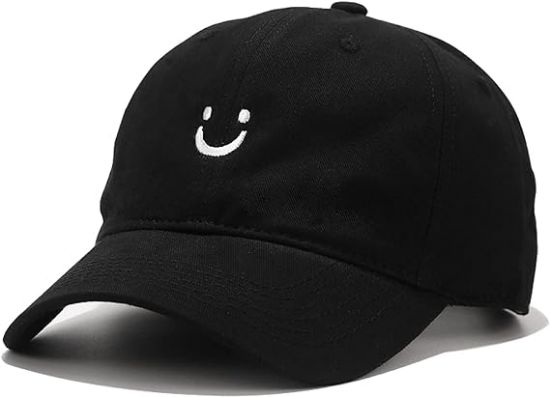 Picture of Umeepar Smile Face Baseball Cap for Women Men Adjustable Low Profile Unstructured Cotton Dad Hat