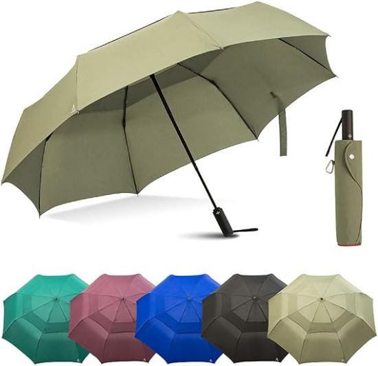 Picture of Portobello Large Travel Umbrella - 54 Inch Double Vented Canopy Folds Into Portable Size - Big Enough To Fit In 2 Adults - Auto Open Close