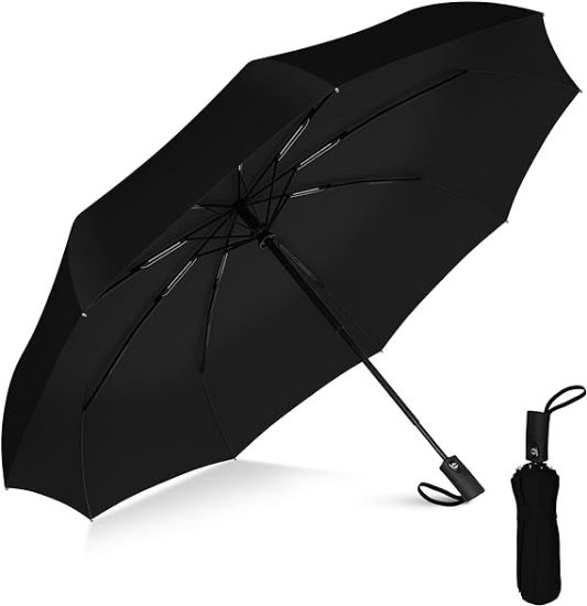 Picture of Rain-Mate Compact Travel Umbrella - Pocket Portable Folding Windproof Mini Umbrella - Auto Open and Close Button and 9 Rib Reinforced Canopy