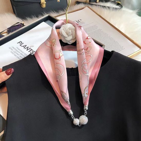 Picture of Pink imitation silk scarf